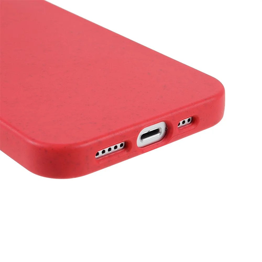 For iPhone 14 Plus 6.7 inch Starry Sky Series Matte Mobile Phone Case Starry Biodegradable Wheat Straw TPU Drop-proof Anti-wear Cell Phone Shell - Red - 3