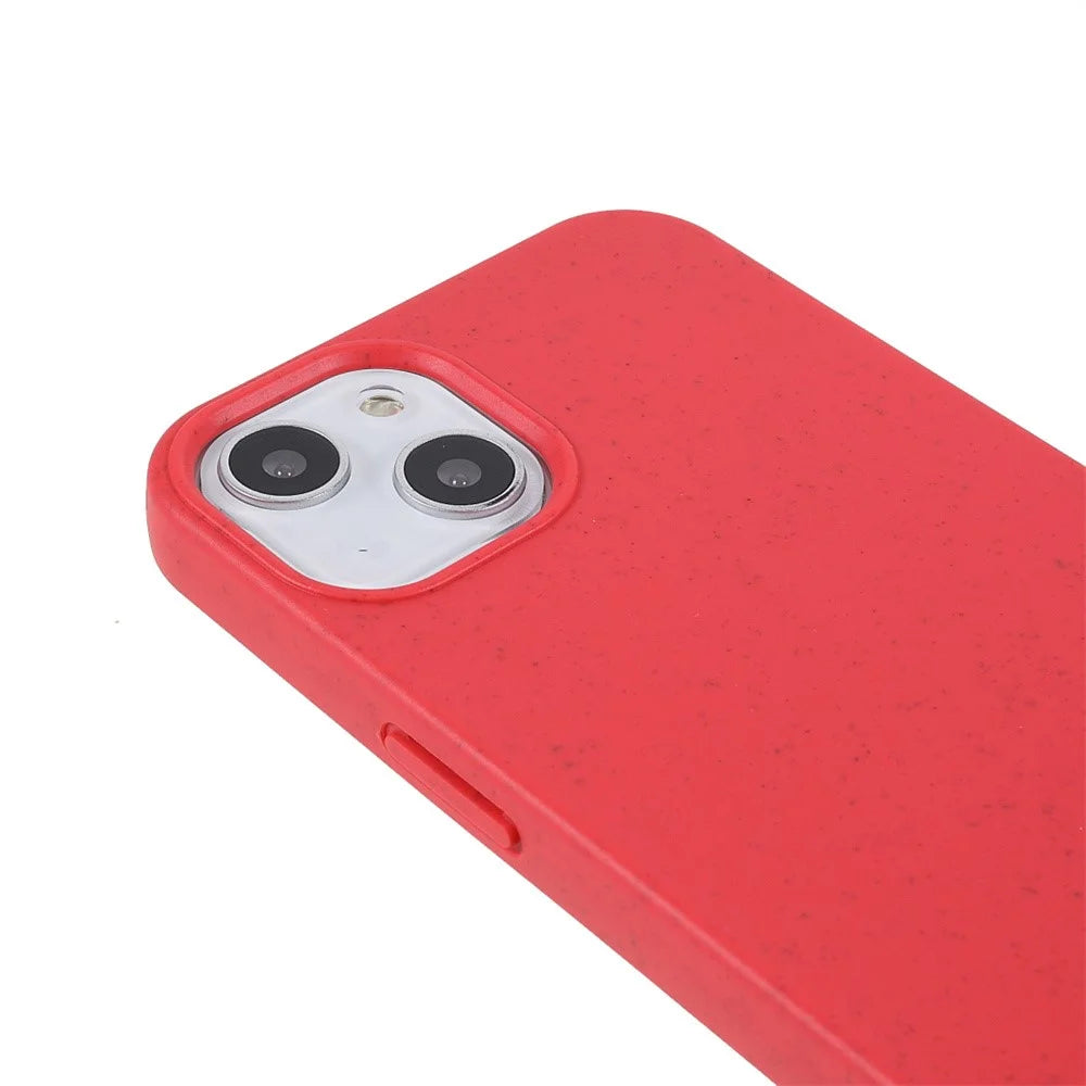 For iPhone 14 Plus 6.7 inch Starry Sky Series Matte Mobile Phone Case Starry Biodegradable Wheat Straw TPU Drop-proof Anti-wear Cell Phone Shell - Red - 4