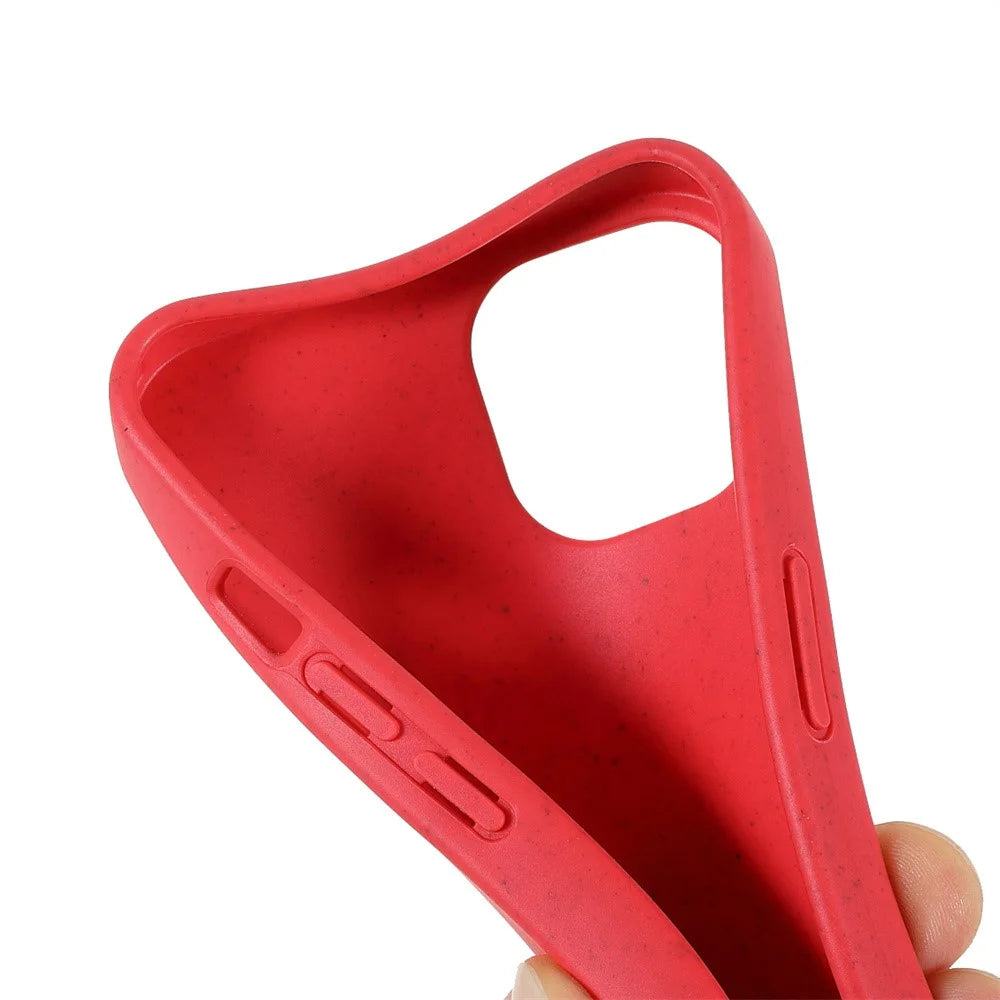 For iPhone 14 Plus 6.7 inch Starry Sky Series Matte Mobile Phone Case Starry Biodegradable Wheat Straw TPU Drop-proof Anti-wear Cell Phone Shell - Red - 6