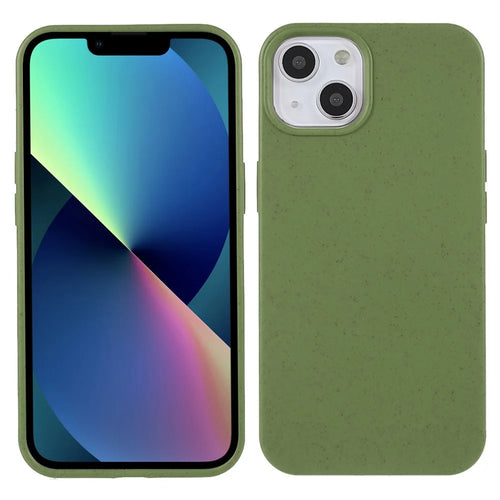 For iPhone 14 6.1 inch Starry Sky Series Wear-resistant Phone Case Soft TPU Biodegradable Wheat Straw Matte Back Shell - Blackish Green - 1