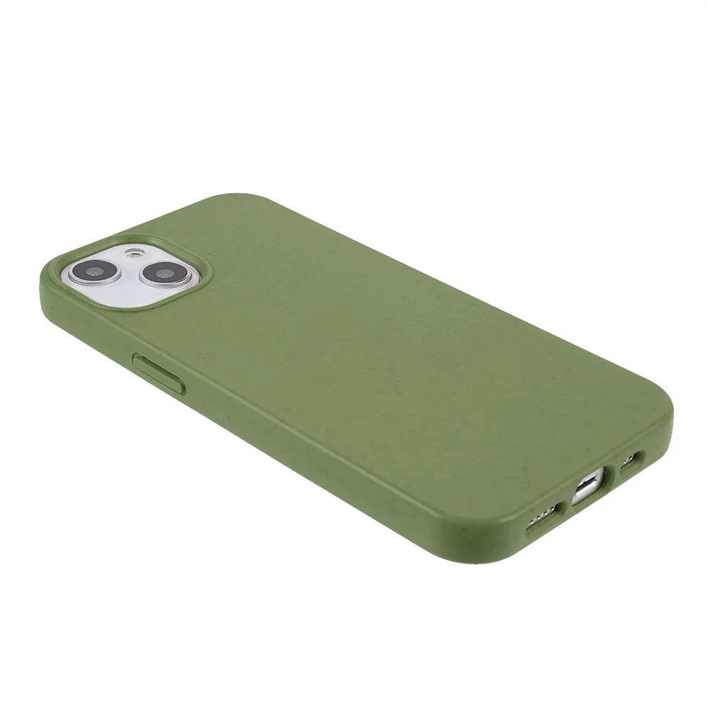 For iPhone 14 6.1 inch Starry Sky Series Wear-resistant Phone Case Soft TPU Biodegradable Wheat Straw Matte Back Shell - Blackish Green - 2