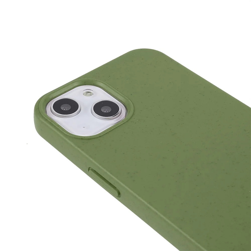 For iPhone 14 6.1 inch Starry Sky Series Wear-resistant Phone Case Soft TPU Biodegradable Wheat Straw Matte Back Shell - Blackish Green - 4