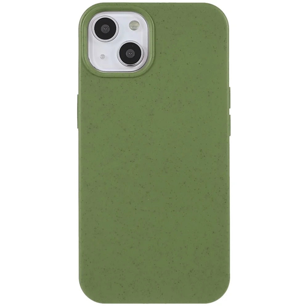For iPhone 14 6.1 inch Starry Sky Series Wear-resistant Phone Case Soft TPU Biodegradable Wheat Straw Matte Back Shell - Blackish Green - 7
