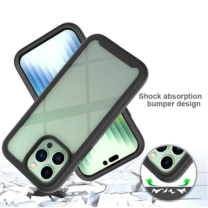 For iPhone 14 Pro Max 6.7 inch PC + TPU Full Protection Phone Case Drop-proof Cover with PET Screen Protector - Black - 2