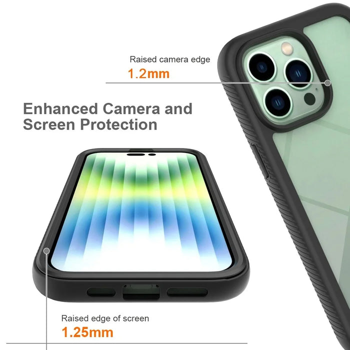 For iPhone 14 Pro Max 6.7 inch PC + TPU Full Protection Phone Case Drop-proof Cover with PET Screen Protector - Black - 3