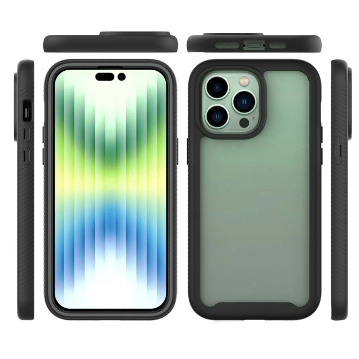 For iPhone 14 Pro Max 6.7 inch PC + TPU Full Protection Phone Case Drop-proof Cover with PET Screen Protector - Black - 5