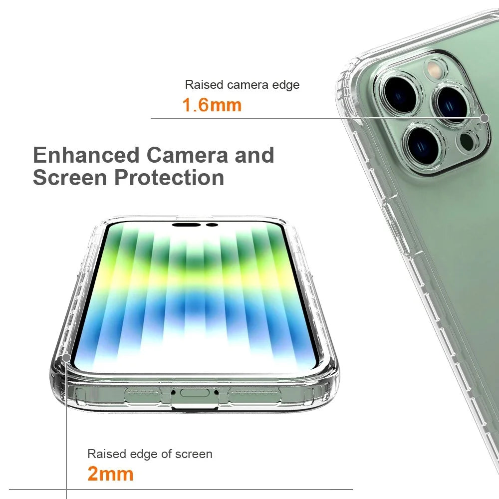 For iPhone 14 Pro 6.1 inch 3-in-1 Hybrid PC + TPU All-around Protection Cover Gradient Wear-resistant Mobile Phone Case with PET Screen Protector - Transparent - 3