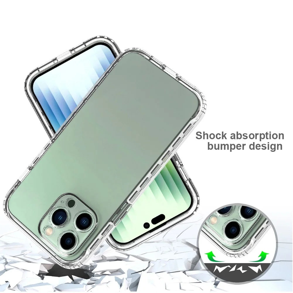 For iPhone 14 Pro 6.1 inch 3-in-1 Hybrid PC + TPU All-around Protection Cover Gradient Wear-resistant Mobile Phone Case with PET Screen Protector - Transparent - 4