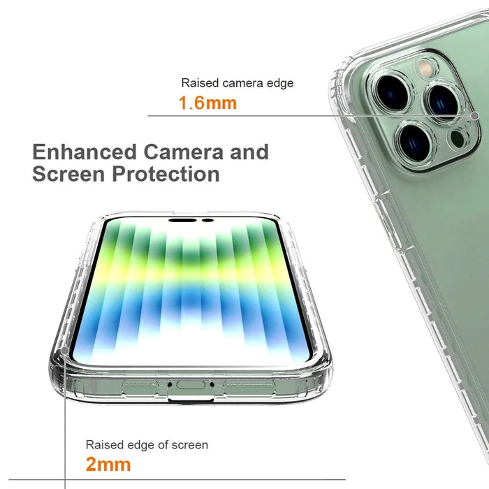 For iPhone 14 Pro Max 6.7 inch 3-in-1 Hybrid PC + TPU Cell Phone Shell Cover Gradient Shockproof Case with PET Screen Protector - Transparent - 3