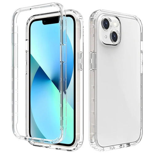 For iPhone 14 6.1 inch Scratch-resistant Anti-drop Transparent TPU + PC Hybrid Case Gradient Color Phone Shell - Transparent - 1
