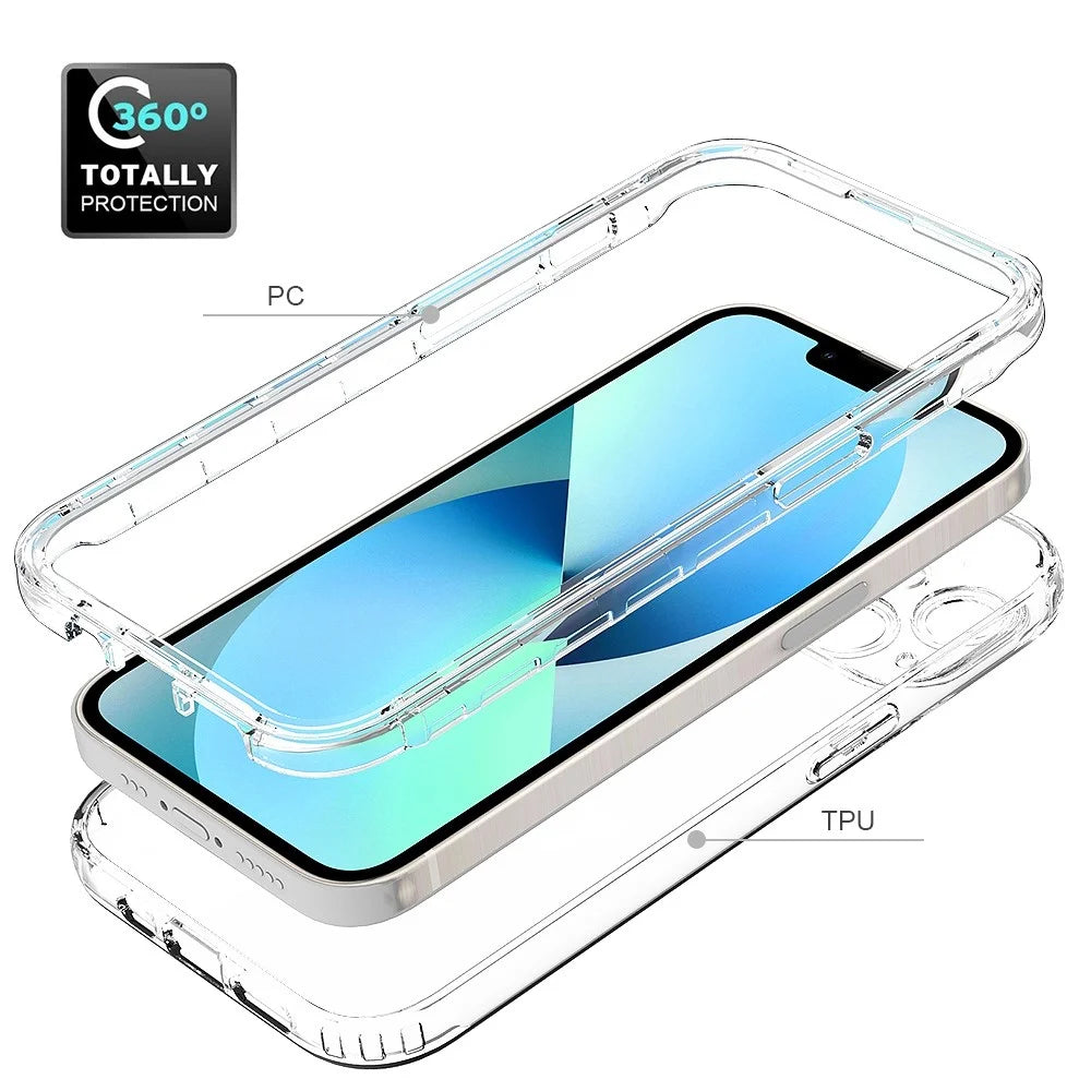 For iPhone 14 6.1 inch Scratch-resistant Anti-drop Transparent TPU + PC Hybrid Case Gradient Color Phone Shell - Transparent - 2