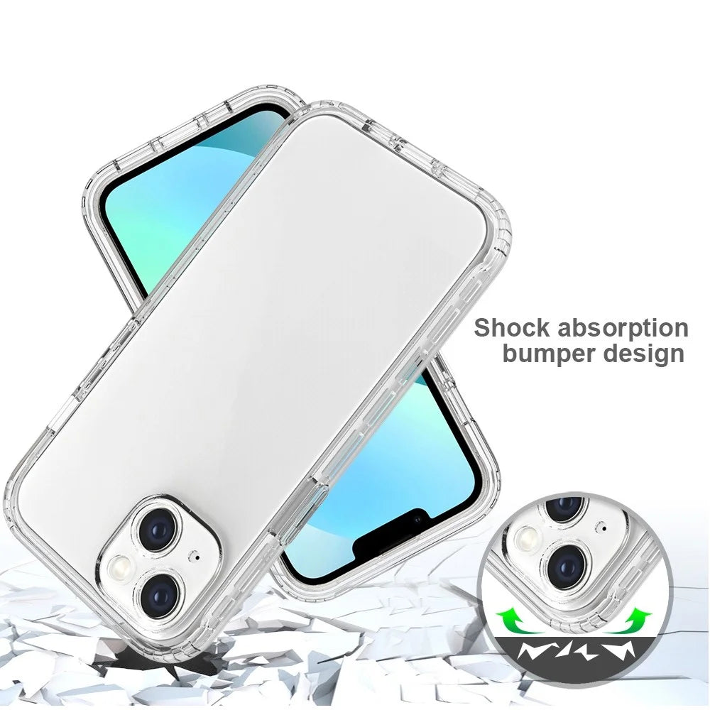 For iPhone 14 6.1 inch Scratch-resistant Anti-drop Transparent TPU + PC Hybrid Case Gradient Color Phone Shell - Transparent - 4