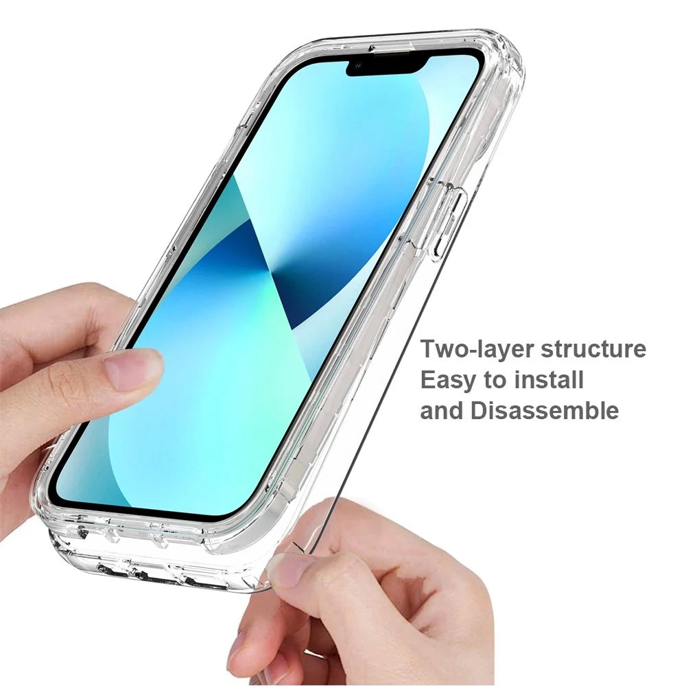For iPhone 14 6.1 inch Scratch-resistant Anti-drop Transparent TPU + PC Hybrid Case Gradient Color Phone Shell - Transparent - 5
