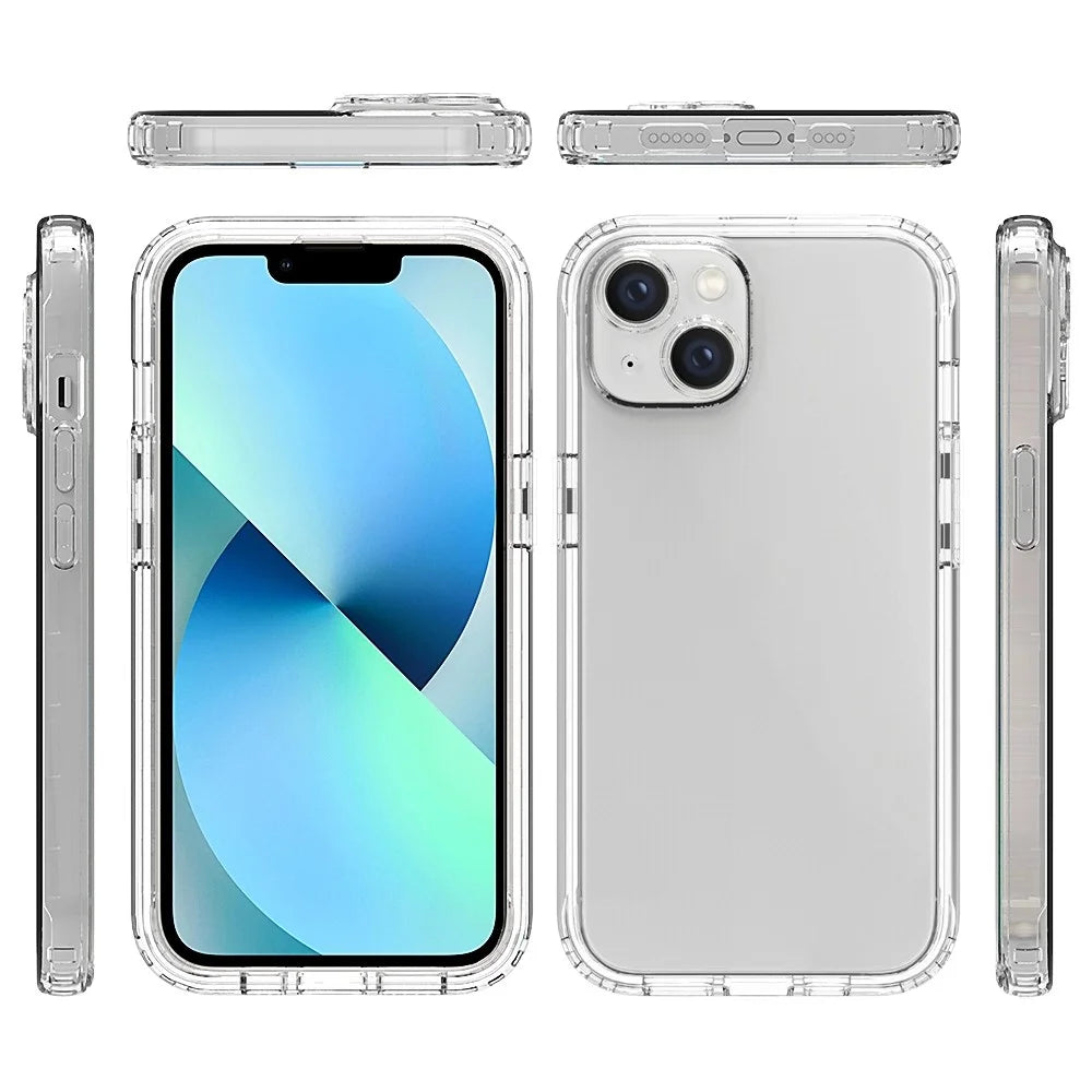 For iPhone 14 6.1 inch Scratch-resistant Anti-drop Transparent TPU + PC Hybrid Case Gradient Color Phone Shell - Transparent - 6