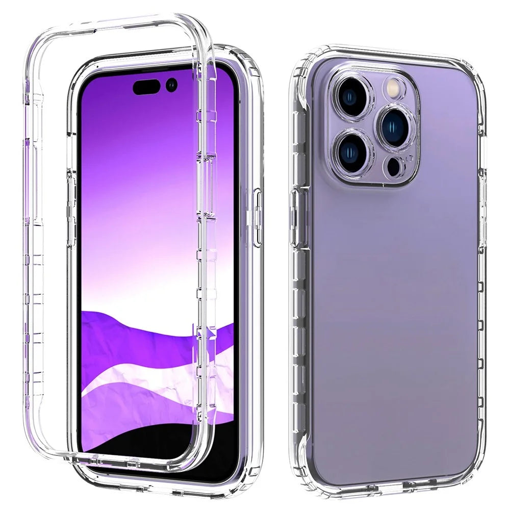 For iPhone 14 Pro 6.1 inch Wear-resistant Shockproof Transparent TPU + PC Hybrid Case Gradient Color Cell Phone Shell - Transparent - 1