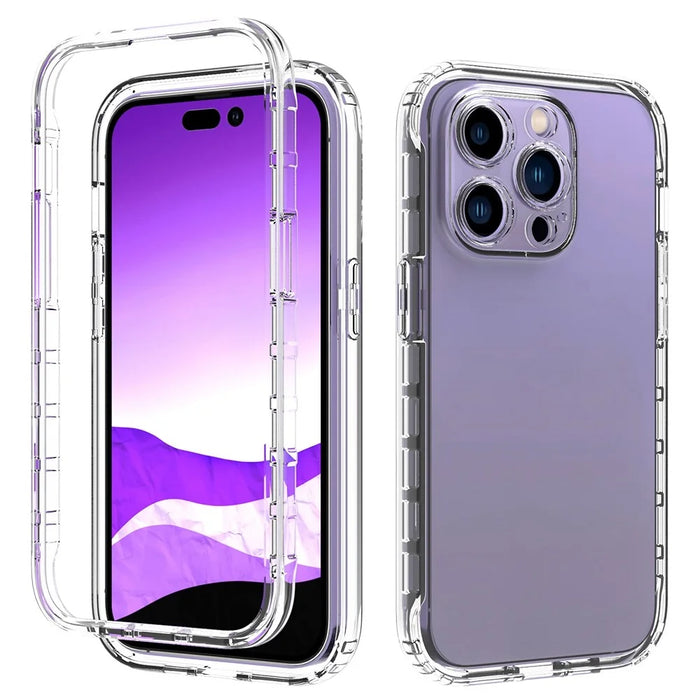 For iPhone 14 Pro 6.1 inch Wear-resistant Shockproof Transparent TPU + PC Hybrid Case Gradient Color Cell Phone Shell - Transparent - 1