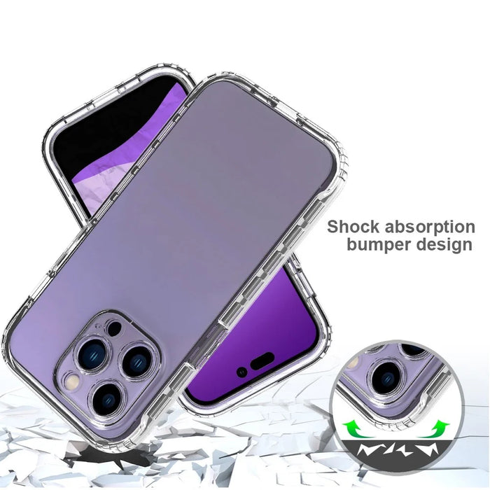 For iPhone 14 Pro 6.1 inch Wear-resistant Shockproof Transparent TPU + PC Hybrid Case Gradient Color Cell Phone Shell - Transparent - 3