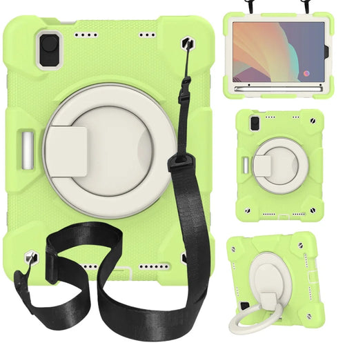 For iPad mini (2024) / mini (2021) Case Hard PC + Soft Silicone Shockproof Kickstand Cover with Pencil Holder and Shoulder Strap - Matcha Green - 1