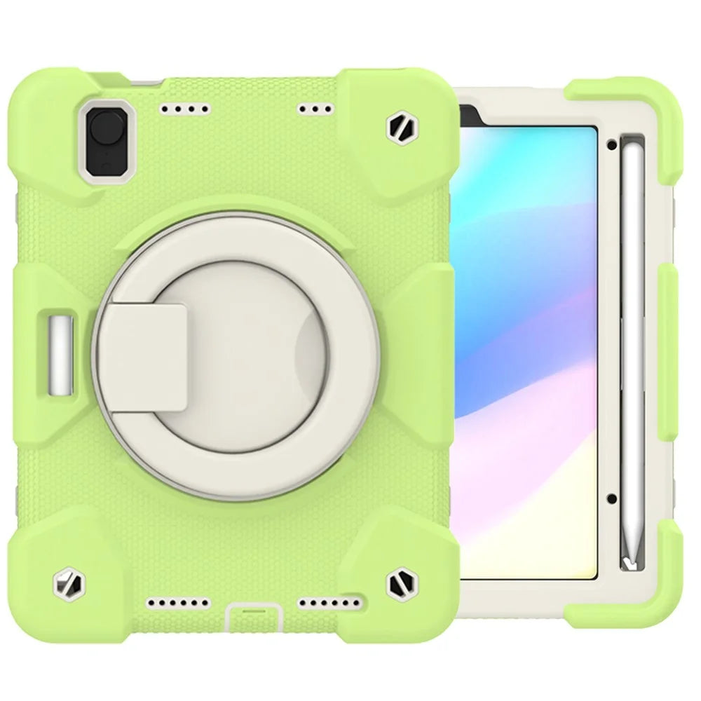 For iPad mini (2024) / mini (2021) Case Hard PC + Soft Silicone Shockproof Kickstand Cover with Pencil Holder and Shoulder Strap - Matcha Green - 3