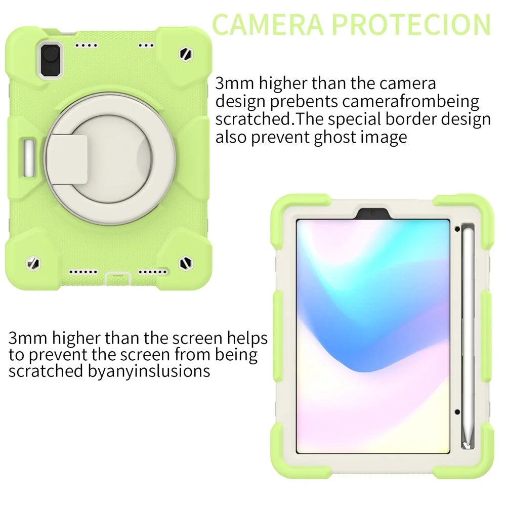 For iPad mini (2024) / mini (2021) Case Hard PC + Soft Silicone Shockproof Kickstand Cover with Pencil Holder and Shoulder Strap - Matcha Green - 4