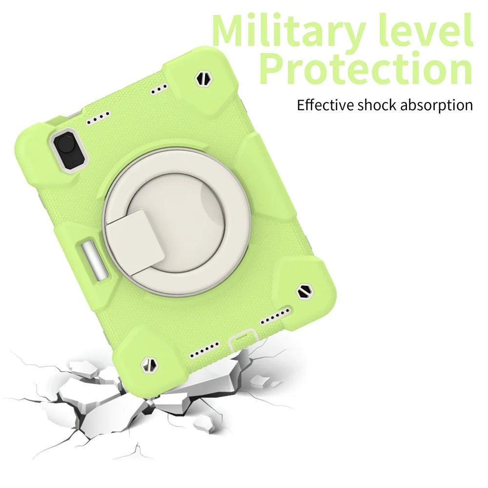 For iPad mini (2024) / mini (2021) Case Hard PC + Soft Silicone Shockproof Kickstand Cover with Pencil Holder and Shoulder Strap - Matcha Green - 5