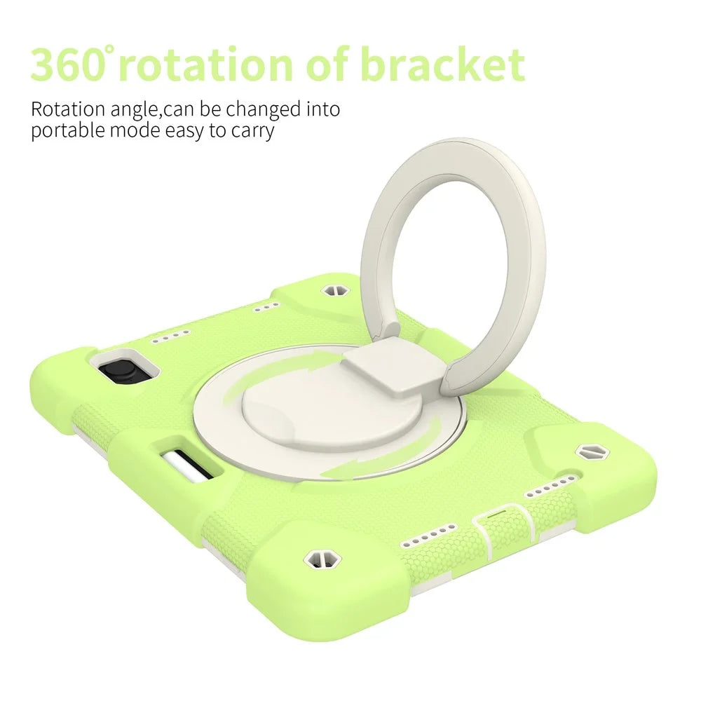 For iPad mini (2024) / mini (2021) Case Hard PC + Soft Silicone Shockproof Kickstand Cover with Pencil Holder and Shoulder Strap - Matcha Green - 6