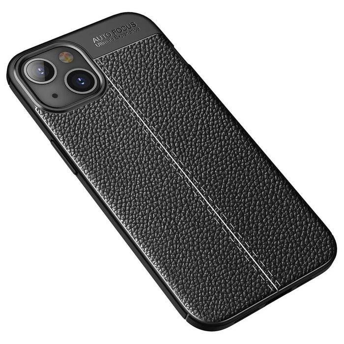 For iPhone 14 6.1 inch Litchi Texture Design Back Cover Soft TPU Anti-Scratch Shock Absorption Protective Case - Black - 2