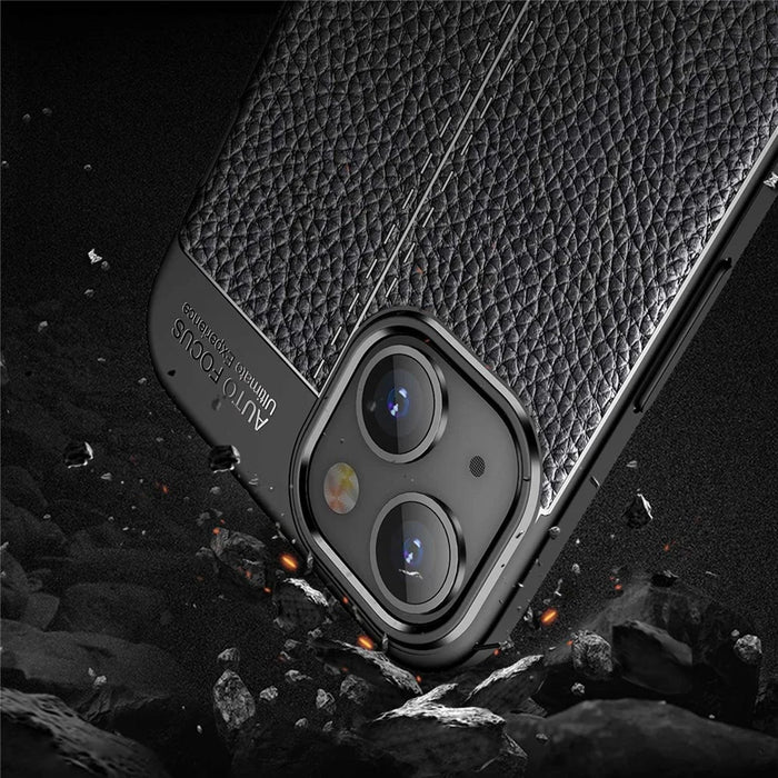 For iPhone 14 6.1 inch Litchi Texture Design Back Cover Soft TPU Anti-Scratch Shock Absorption Protective Case - Black - 4