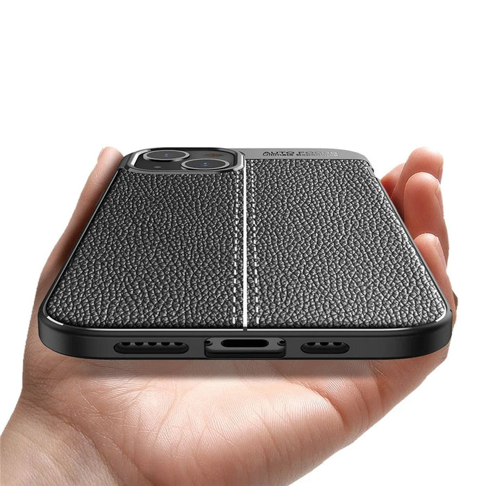 For iPhone 14 6.1 inch Litchi Texture Design Back Cover Soft TPU Anti-Scratch Shock Absorption Protective Case - Black - 7