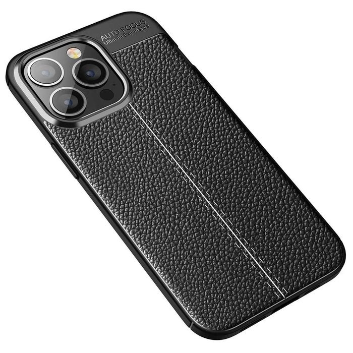 For iPhone 14 Pro 6.1 inch Litchi Texture Shockproof Cover Flexible TPU Shockproof Anti-Scratch Heat Dissipation Case - Black - 2
