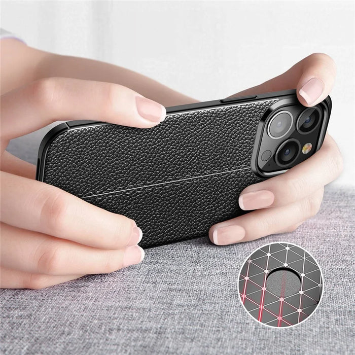 For iPhone 14 Pro 6.1 inch Litchi Texture Shockproof Cover Flexible TPU Shockproof Anti-Scratch Heat Dissipation Case - Black - 6