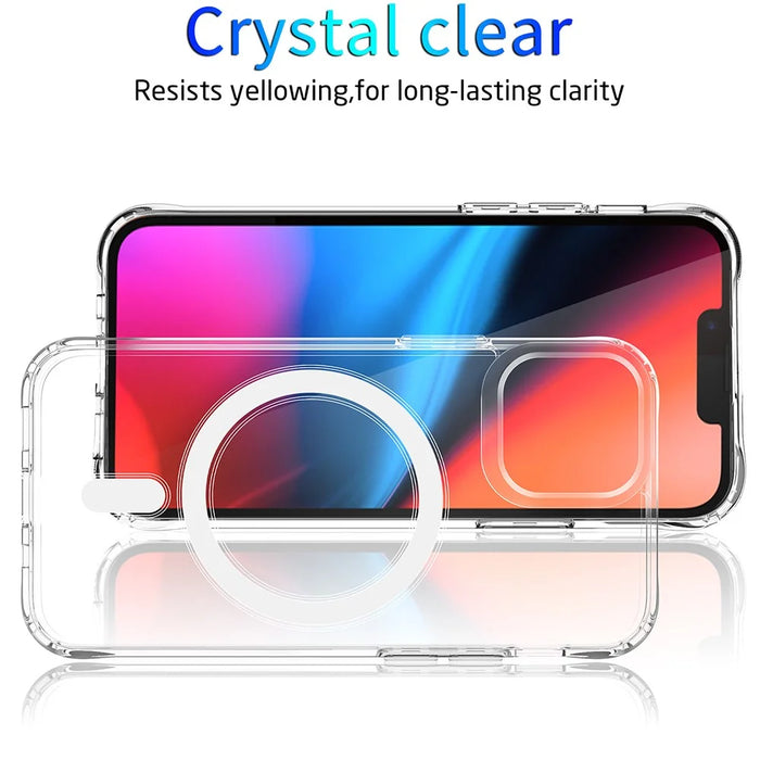 For iPhone 14 6.1 inch Wireless Charging Hard Acrylic+Soft TPU Phone Case Corner Protection High Impact Protective Clear Shell - 2