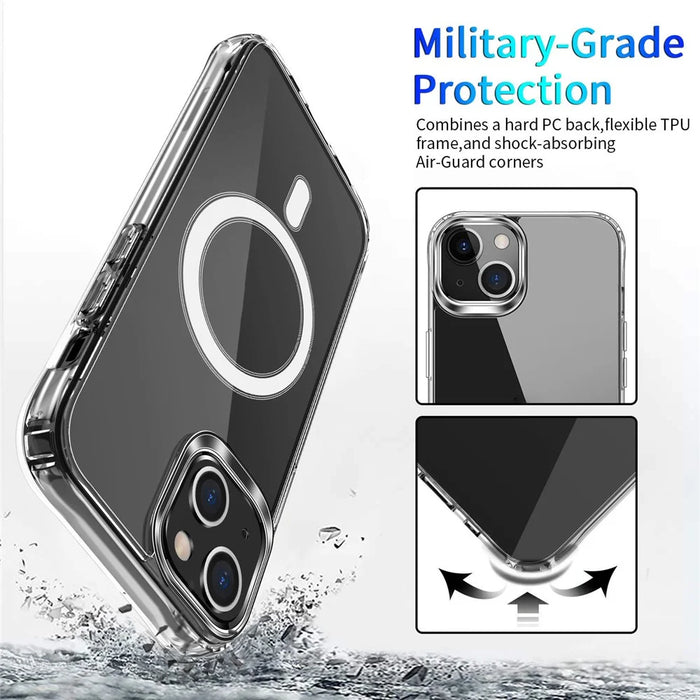 For iPhone 14 6.1 inch Wireless Charging Hard Acrylic+Soft TPU Phone Case Corner Protection High Impact Protective Clear Shell - 4