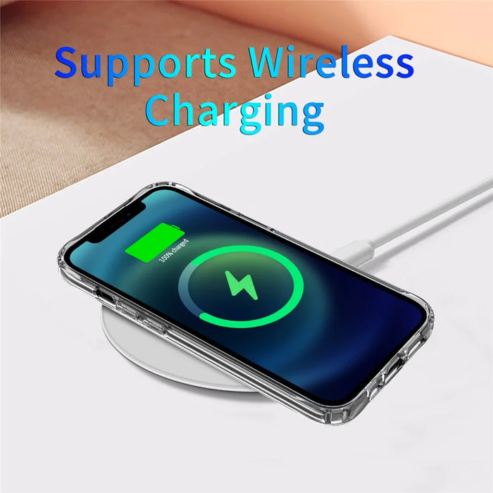 For iPhone 14 6.1 inch Wireless Charging Hard Acrylic+Soft TPU Phone Case Corner Protection High Impact Protective Clear Shell - 6