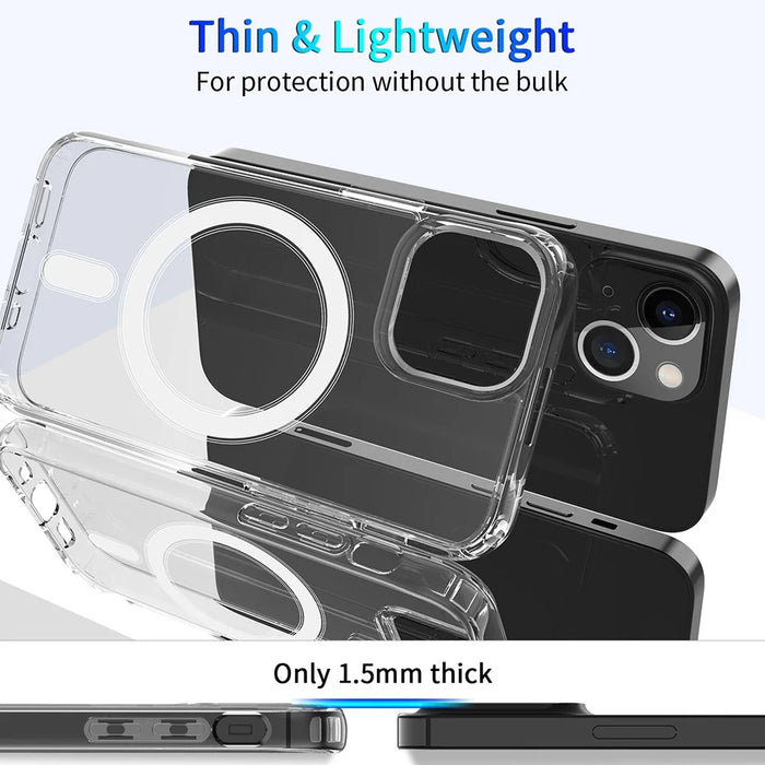 For iPhone 14 6.1 inch Wireless Charging Hard Acrylic+Soft TPU Phone Case Corner Protection High Impact Protective Clear Shell - 7
