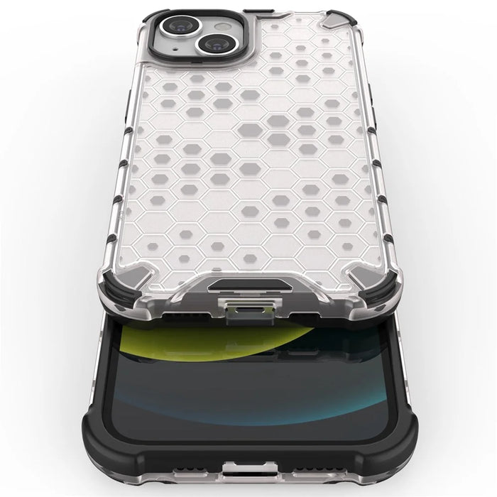 Phone Case for iPhone 14 6.1 inch, Honeycomb Textured TPU + PC Anti-fall Protection Cover - Grey - 3