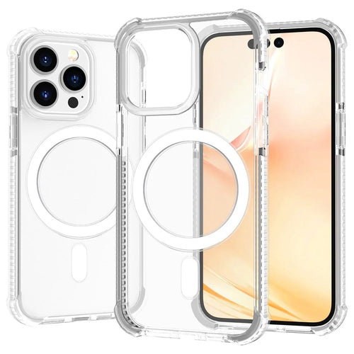 For iPhone 14 Pro Max 6.7 inch Anti-fall Magnetic Acrylic Phone Case Well Protection Anti-fingerprint Phone Cover - White - 1