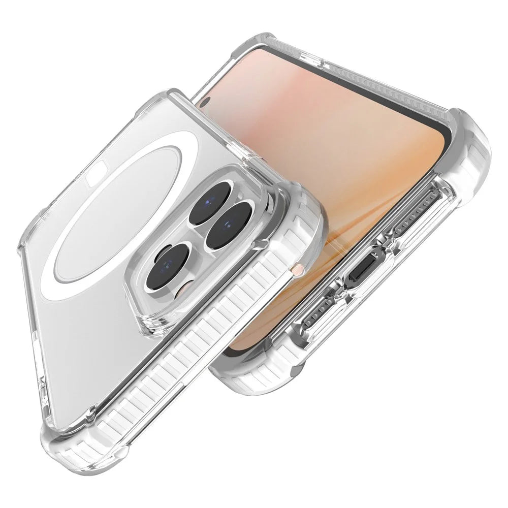 For iPhone 14 Pro Max 6.7 inch Anti-fall Magnetic Acrylic Phone Case Well Protection Anti-fingerprint Phone Cover - White - 3