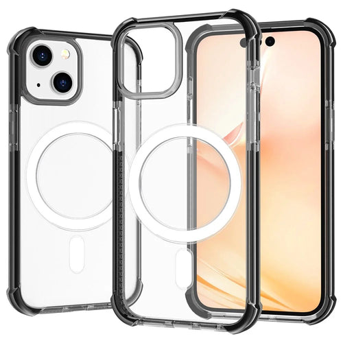 For iPhone 14 6.1 inch Anti-fall Phone Case Magnetic TPU+Acrylic Anti-scratch Phone Cover - Black - 1