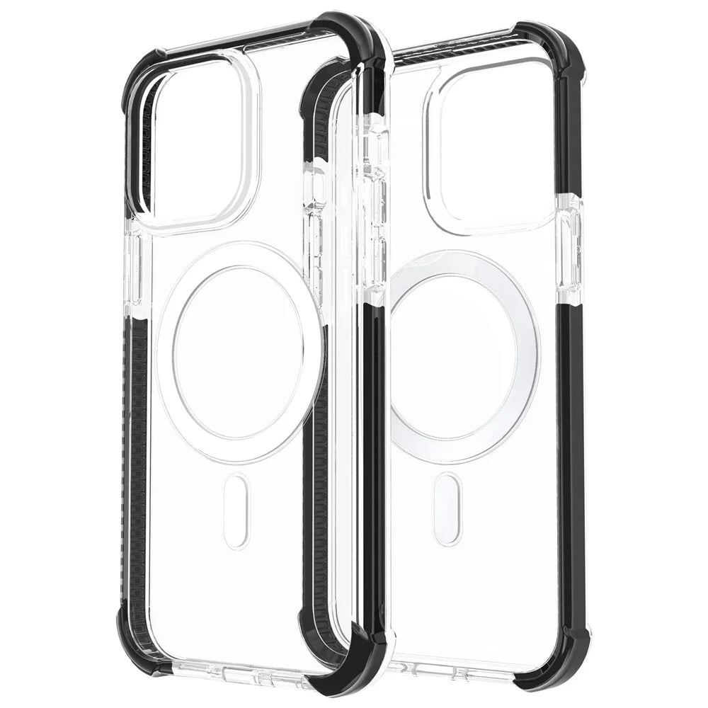For iPhone 14 6.1 inch Anti-fall Phone Case Magnetic TPU+Acrylic Anti-scratch Phone Cover - Black - 2