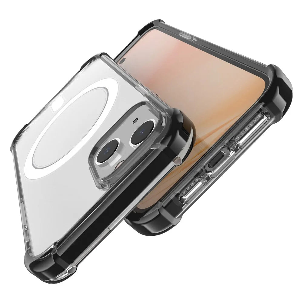 For iPhone 14 6.1 inch Anti-fall Phone Case Magnetic TPU+Acrylic Anti-scratch Phone Cover - Black - 3