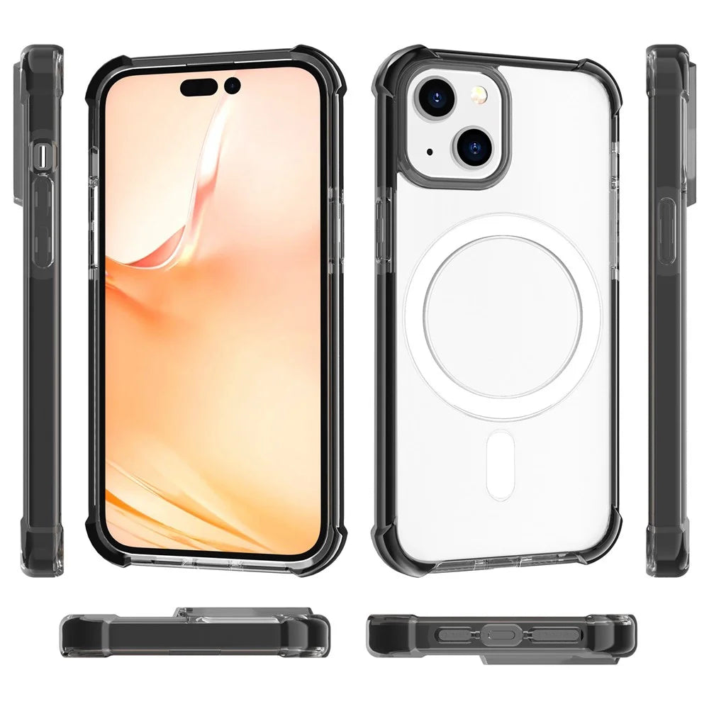 For iPhone 14 6.1 inch Anti-fall Phone Case Magnetic TPU+Acrylic Anti-scratch Phone Cover - Black - 4