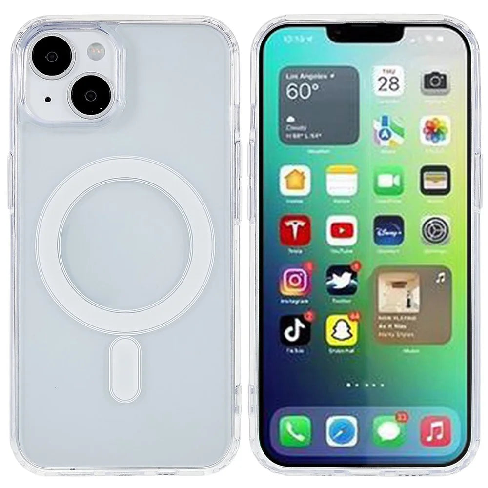 Magnetic Case for iPhone 14 Plus 6.7 inch Compatible with MagSafe, Hard Acrylic Soft TPU Transparent Shockproof Shell - 1