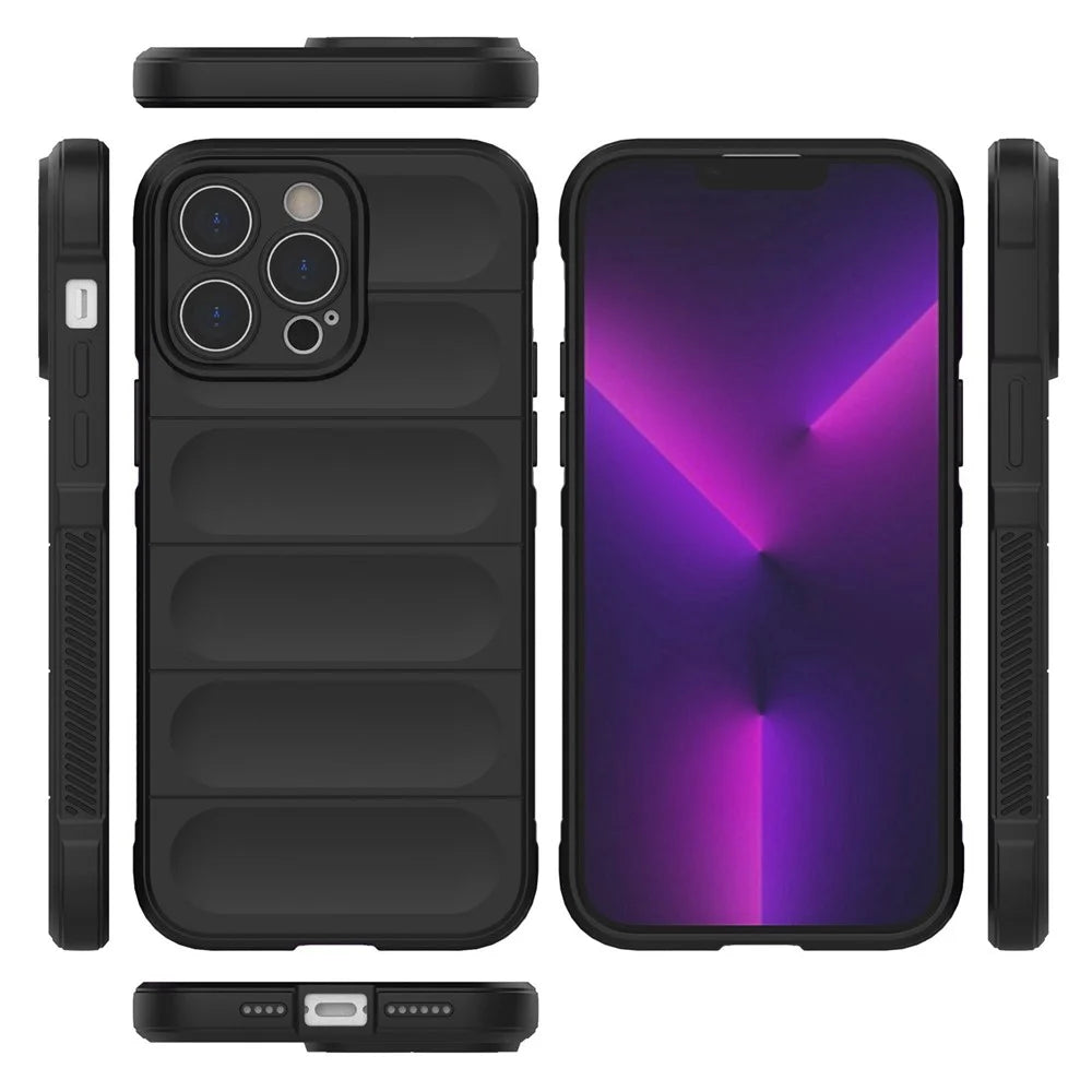 For iPhone 14 Pro Max 6.7 inch Soft TPU Phone Case Wear-resistant Anti-fall Cell Phone Protective Cover - Black - 6