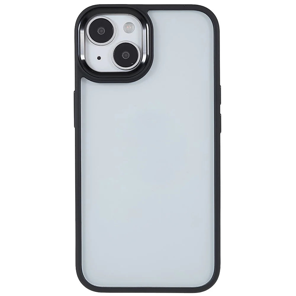 For iPhone 14 6.1 inch Shockproof PC + TPU Cover Metal Camera Lens Frame Metal Buttons Cell Phone Case - Black - 2