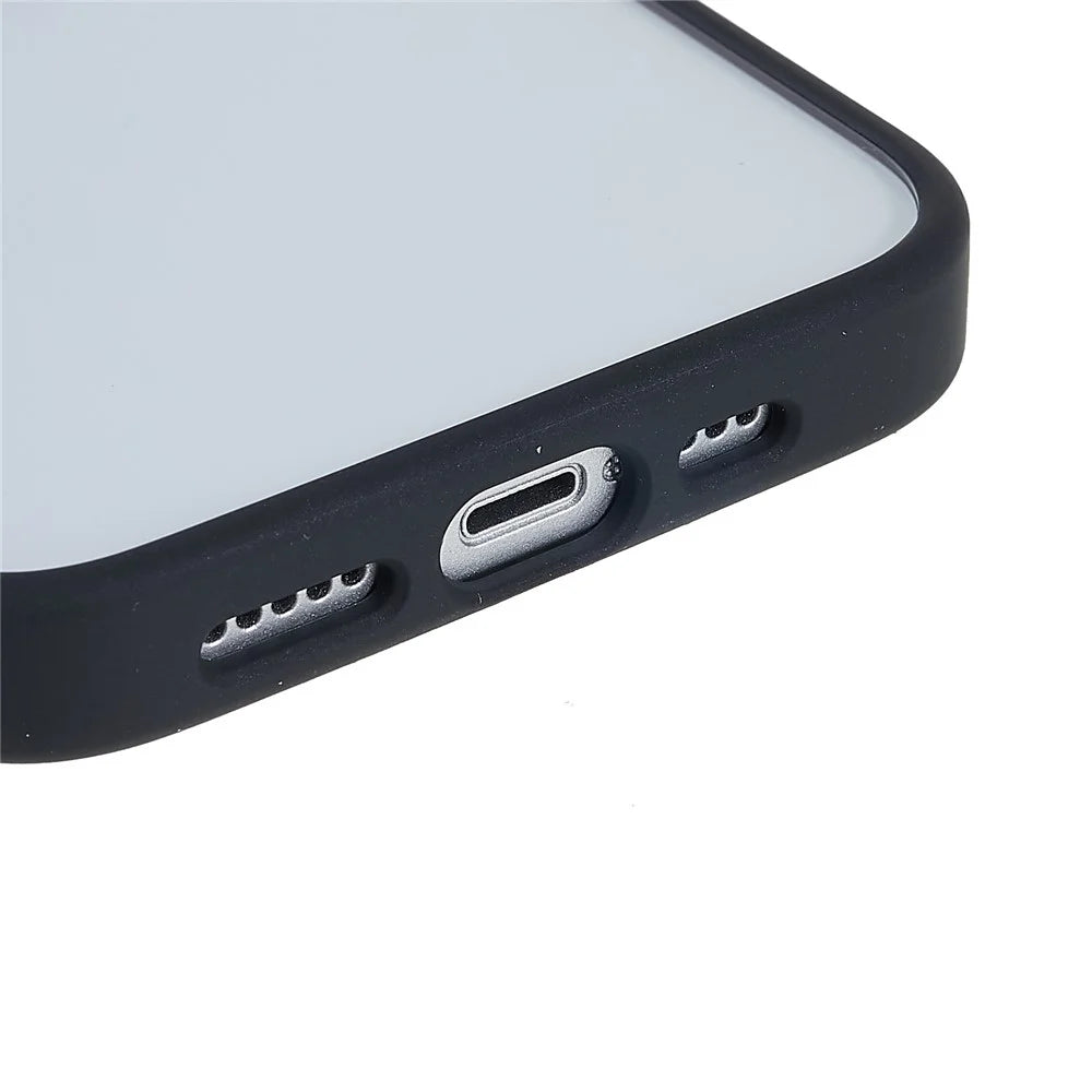 For iPhone 14 6.1 inch Shockproof PC + TPU Cover Metal Camera Lens Frame Metal Buttons Cell Phone Case - Black - 6