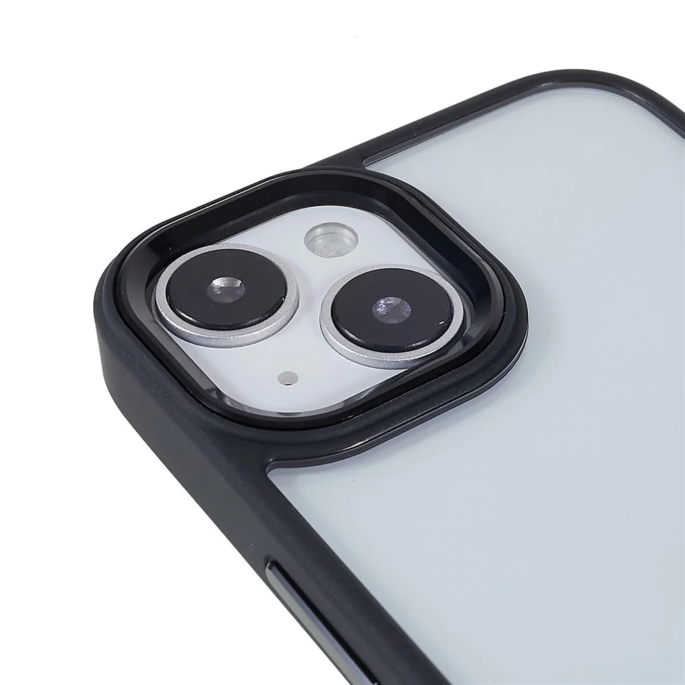 For iPhone 14 6.1 inch Shockproof PC + TPU Cover Metal Camera Lens Frame Metal Buttons Cell Phone Case - Black - 7
