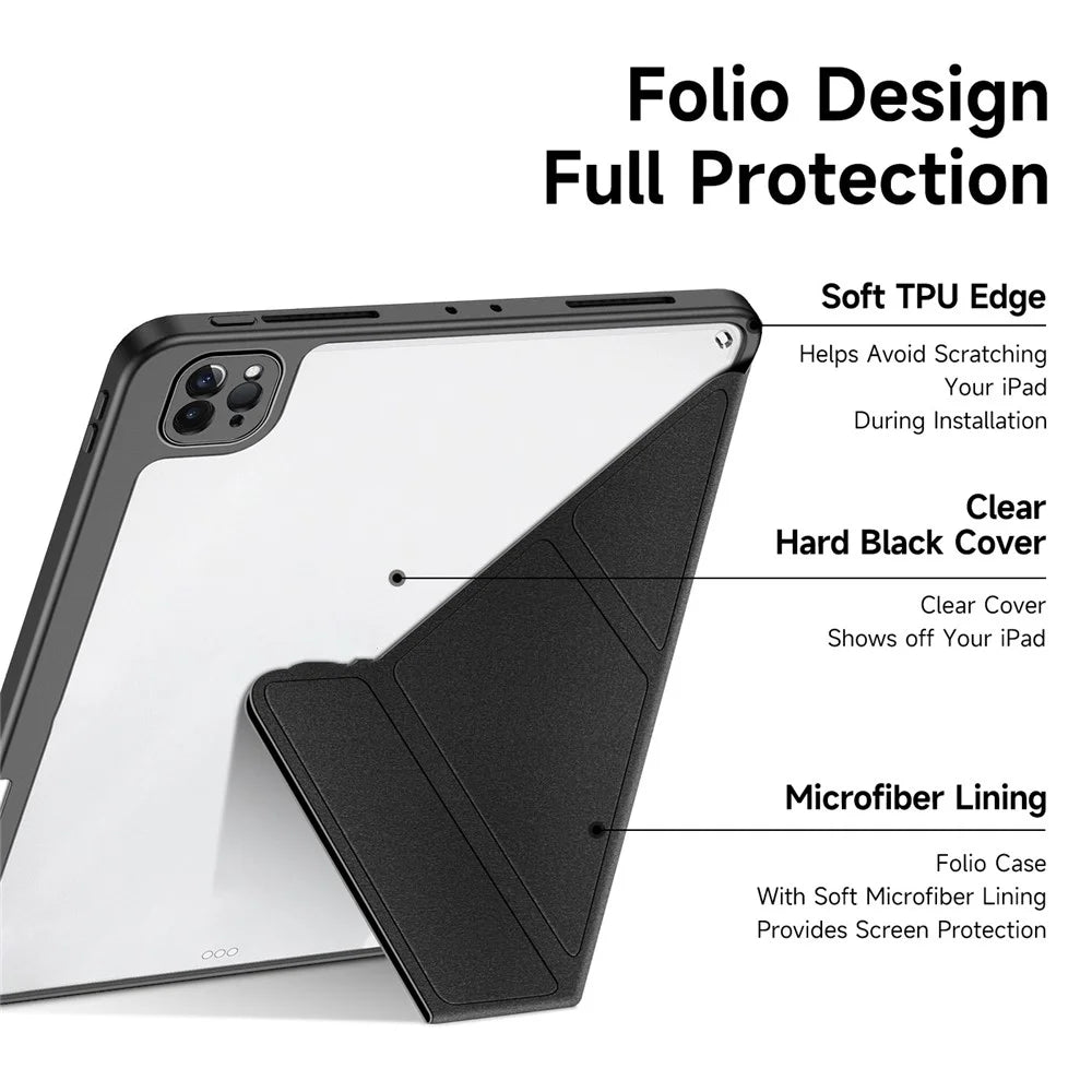 DUX DUCIS Magi Protective Case for iPad Pro 11 (2022) / (2021) / (2020) Shockproof V-fold Stand Tablet Case Support Auto Wake / Sleep - Black - 5