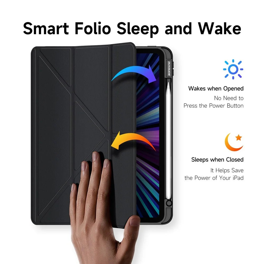 DUX DUCIS Magi Protective Case for iPad Pro 11 (2022) / (2021) / (2020) Shockproof V-fold Stand Tablet Case Support Auto Wake / Sleep - Black - 7