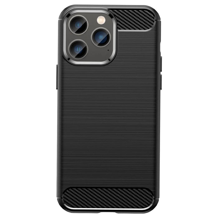For iPhone 14 Pro 6.1 inch Brushed Carbon Fiber Texture Light Thin TPU Case Well-protected Mobile Phone Cover - Black - 2
